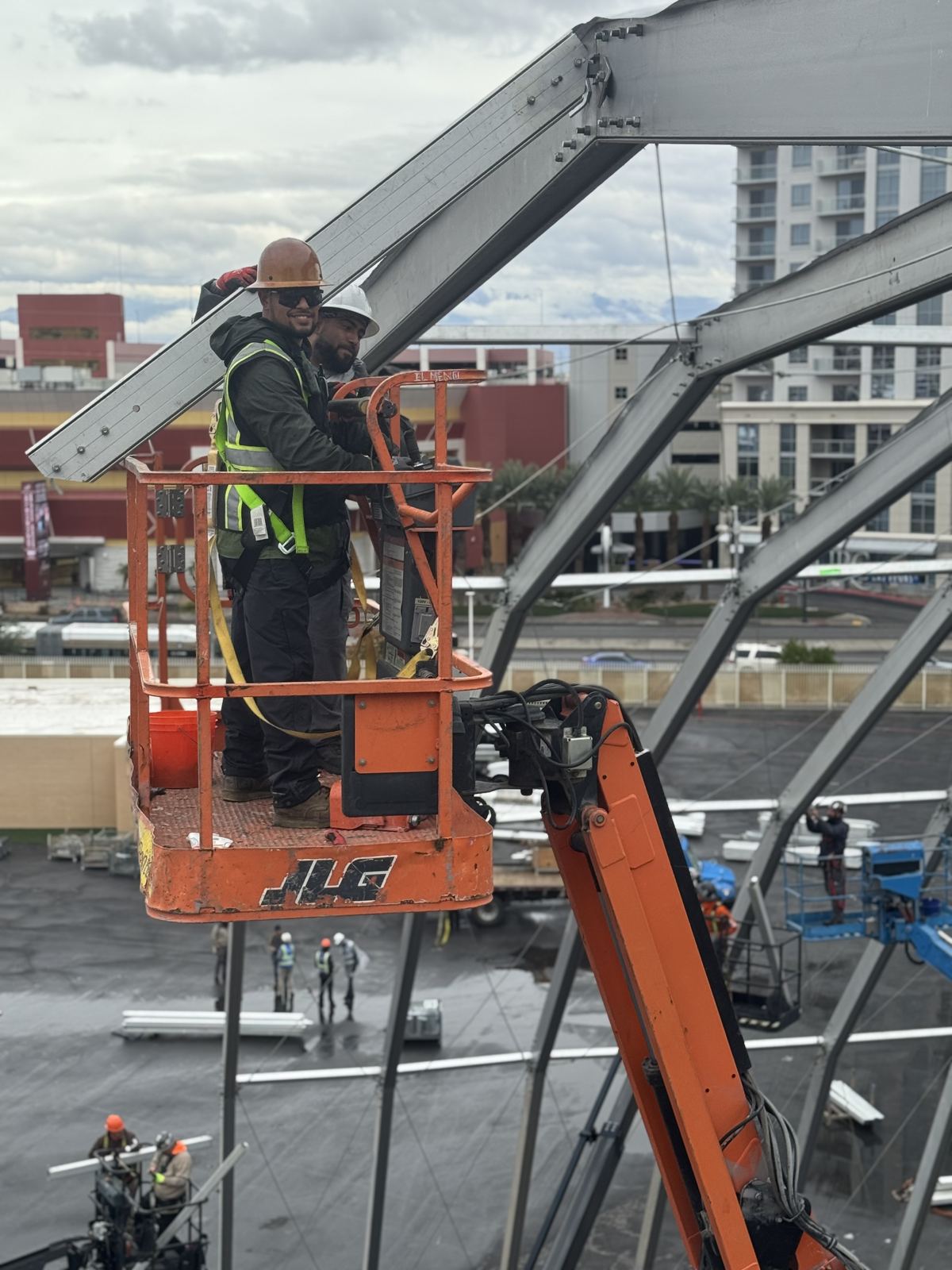 Temporary structures on a large industrial construction site