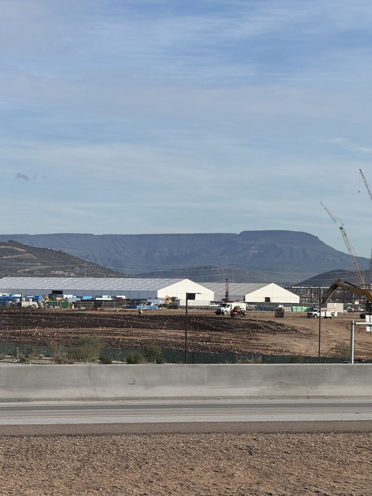 Temporary structures on an industrial construction site