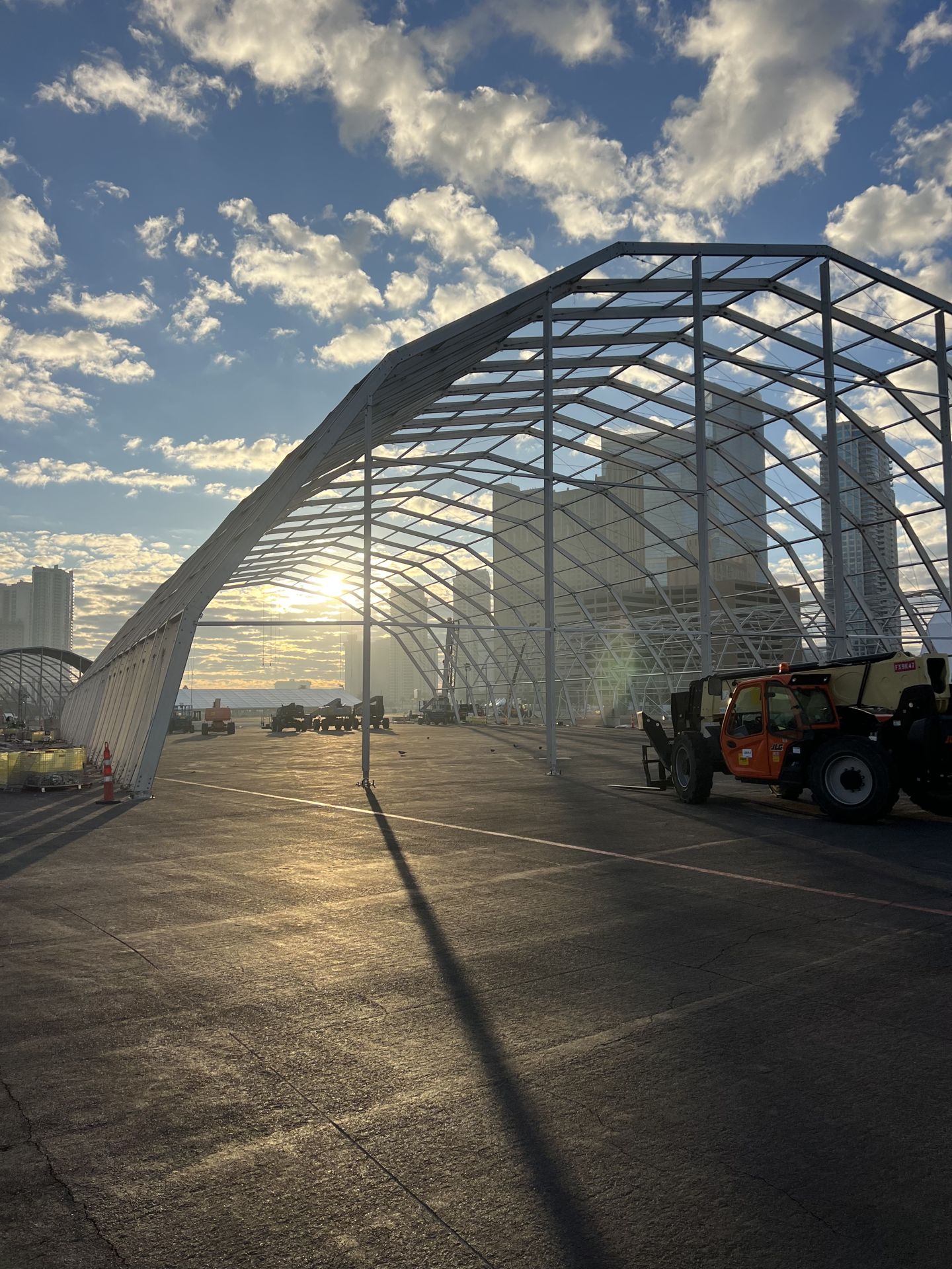 Crew working on structure installation